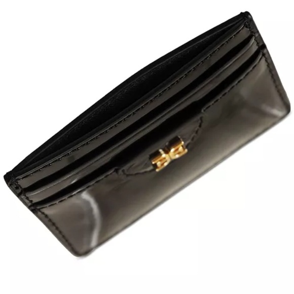 NIB! Sam Edelman Glossy Black Card Holder with Gold Tone Detail - Picture 6 of 9